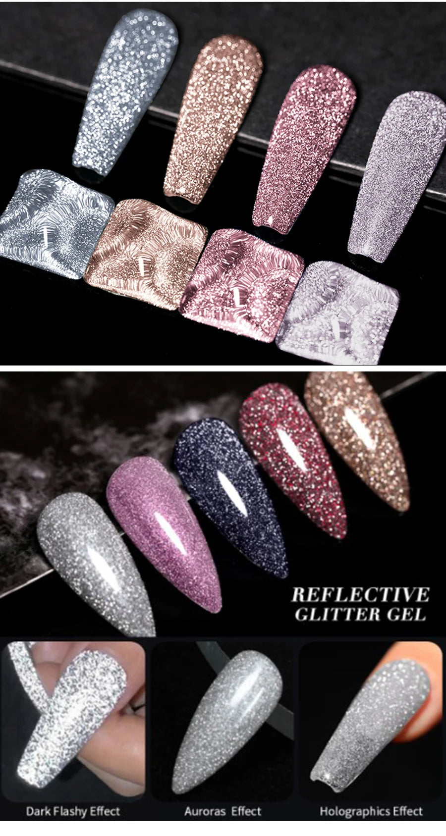Reflective Glitter UV Gel Nail Polish for Manicure - 14