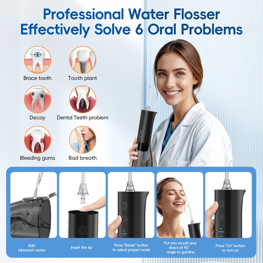 Portable Cordless Water Flosser for Teeth and Gums