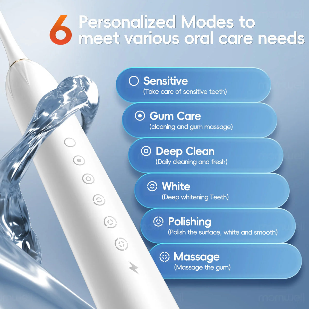 Rechargeable Sonic Electric Toothbrush with 6 Modes