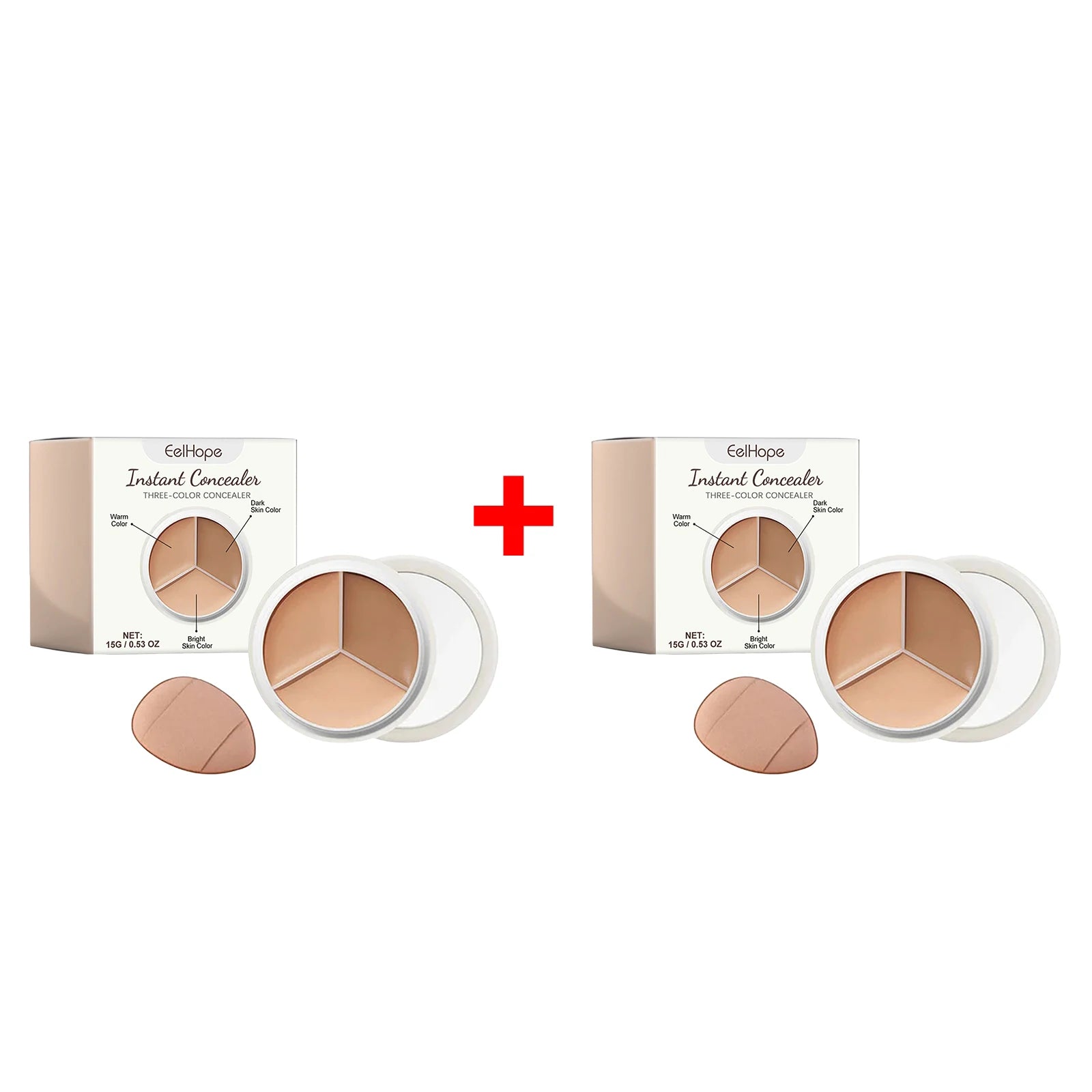 3-Color Cream Concealer Palette for Dark Circles and Blemishes - 14
