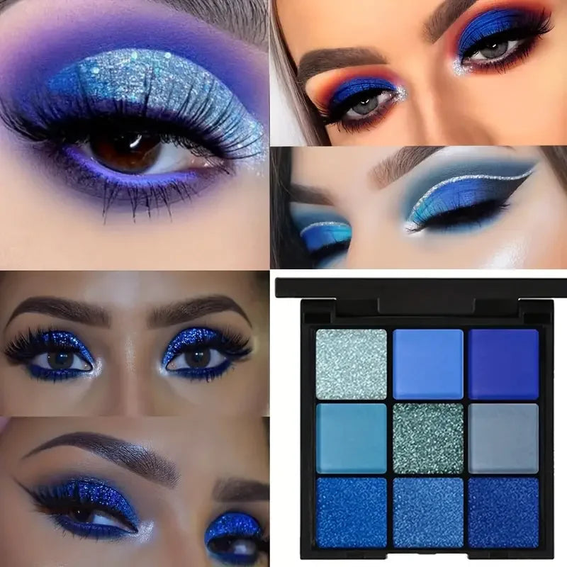 9-Color Blue Eyeshadow Palette for Bold Eye Looks - 1
