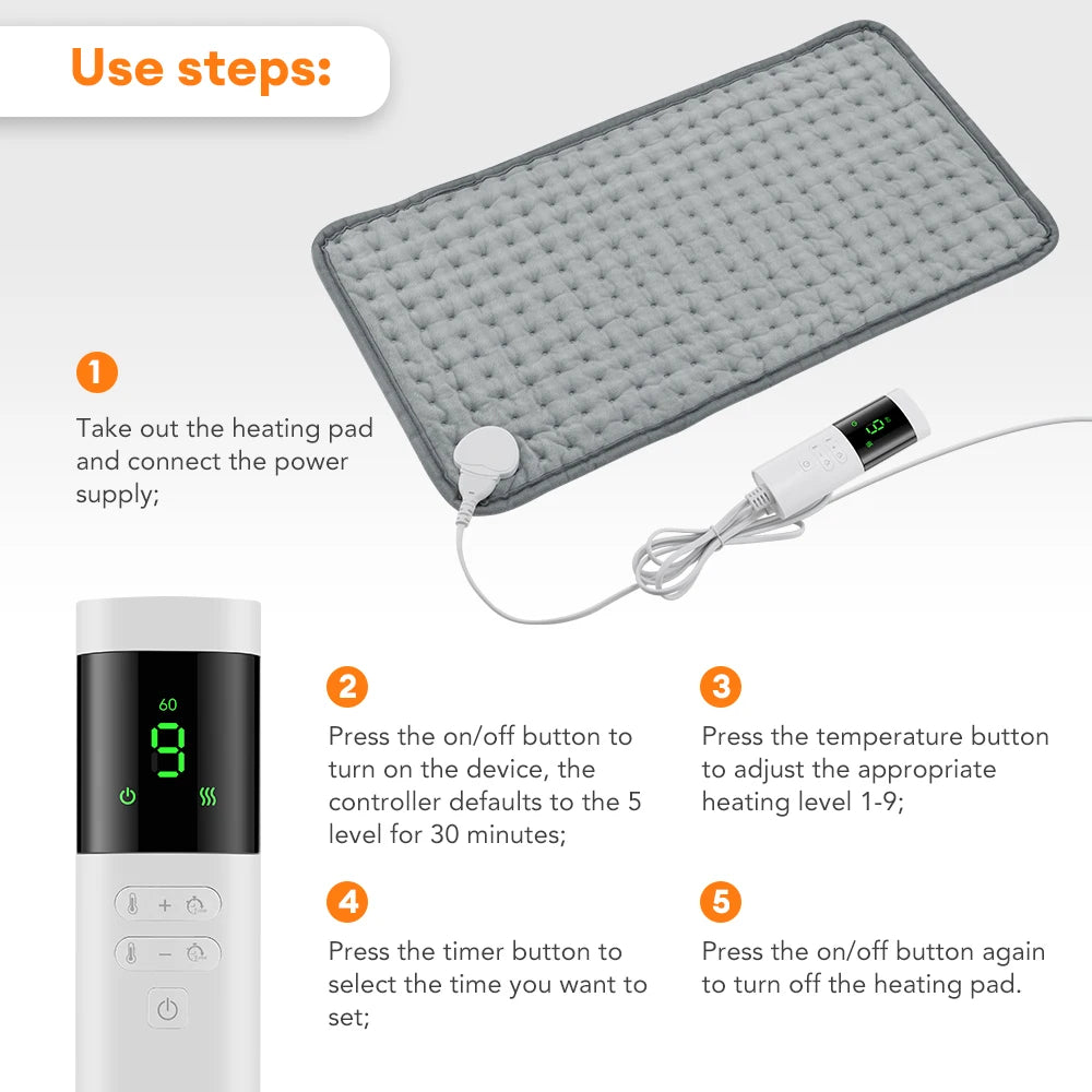 Electric Heating Pad for Back Pain and Muscle Relief