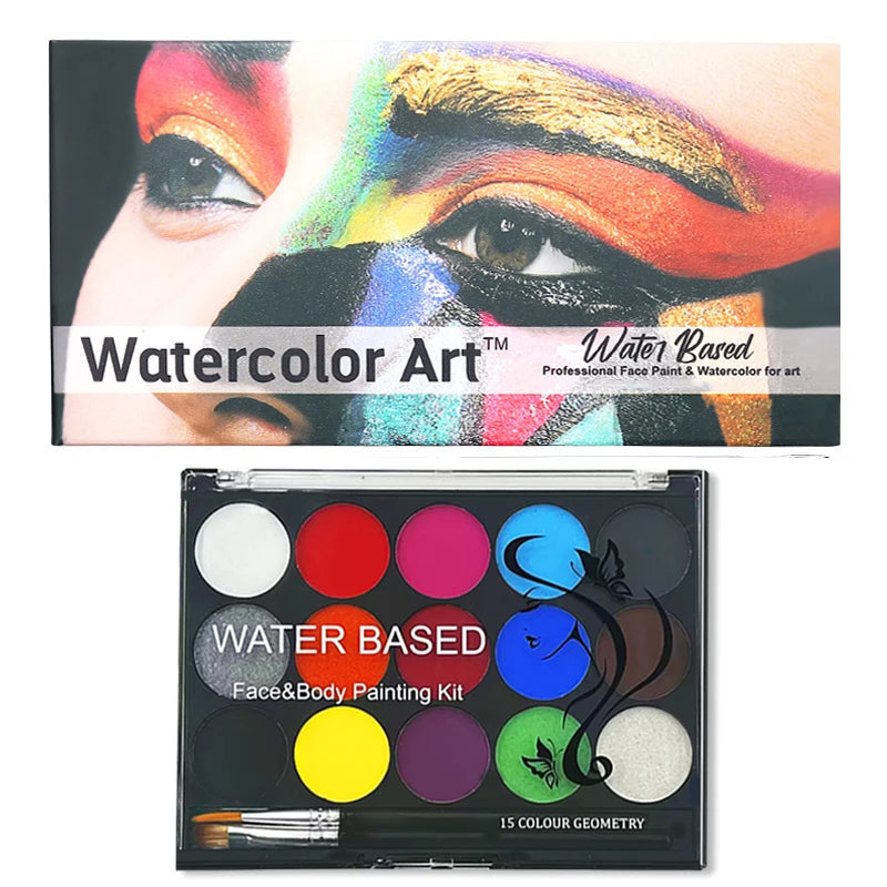 15-Color Professional Face and Body Painting Kit