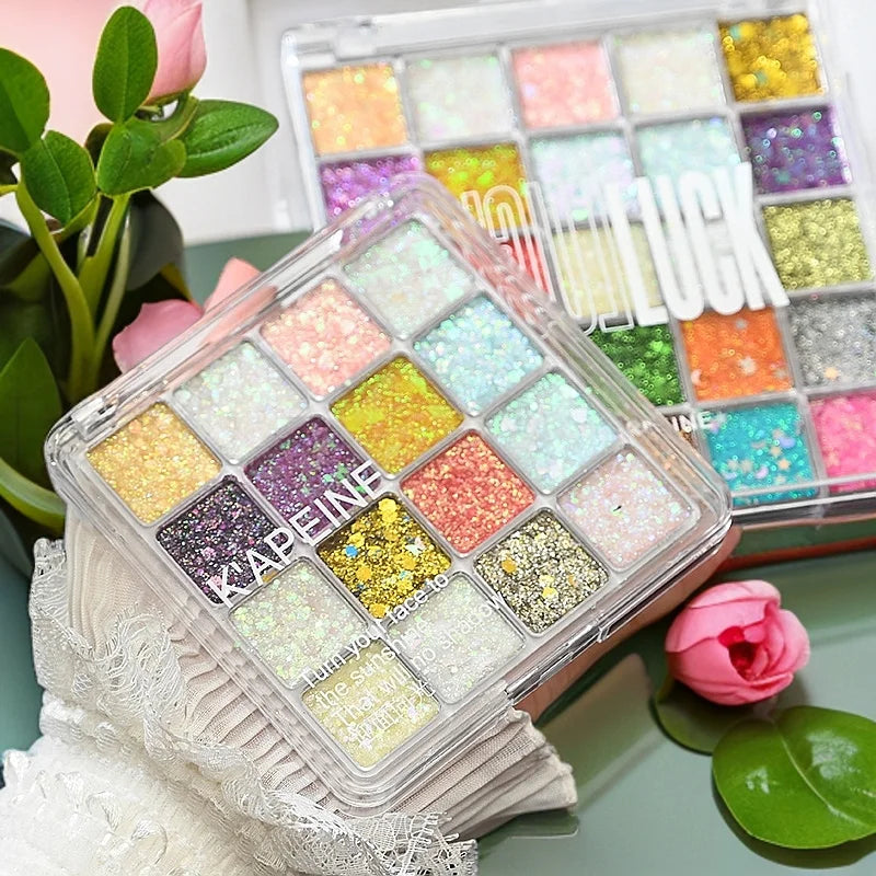 Glitter Sequin Eyeshadow Palette for Festivals and Parties