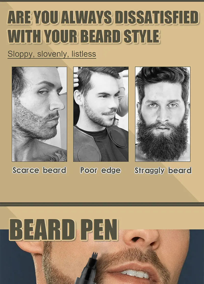 Waterproof Beard Filling Pen and Brush Set