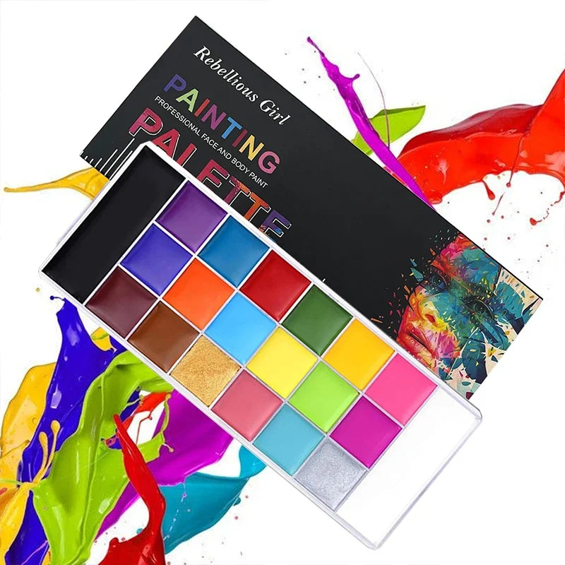 20-Color Professional Face and Body Paint Palette for Parties - 15