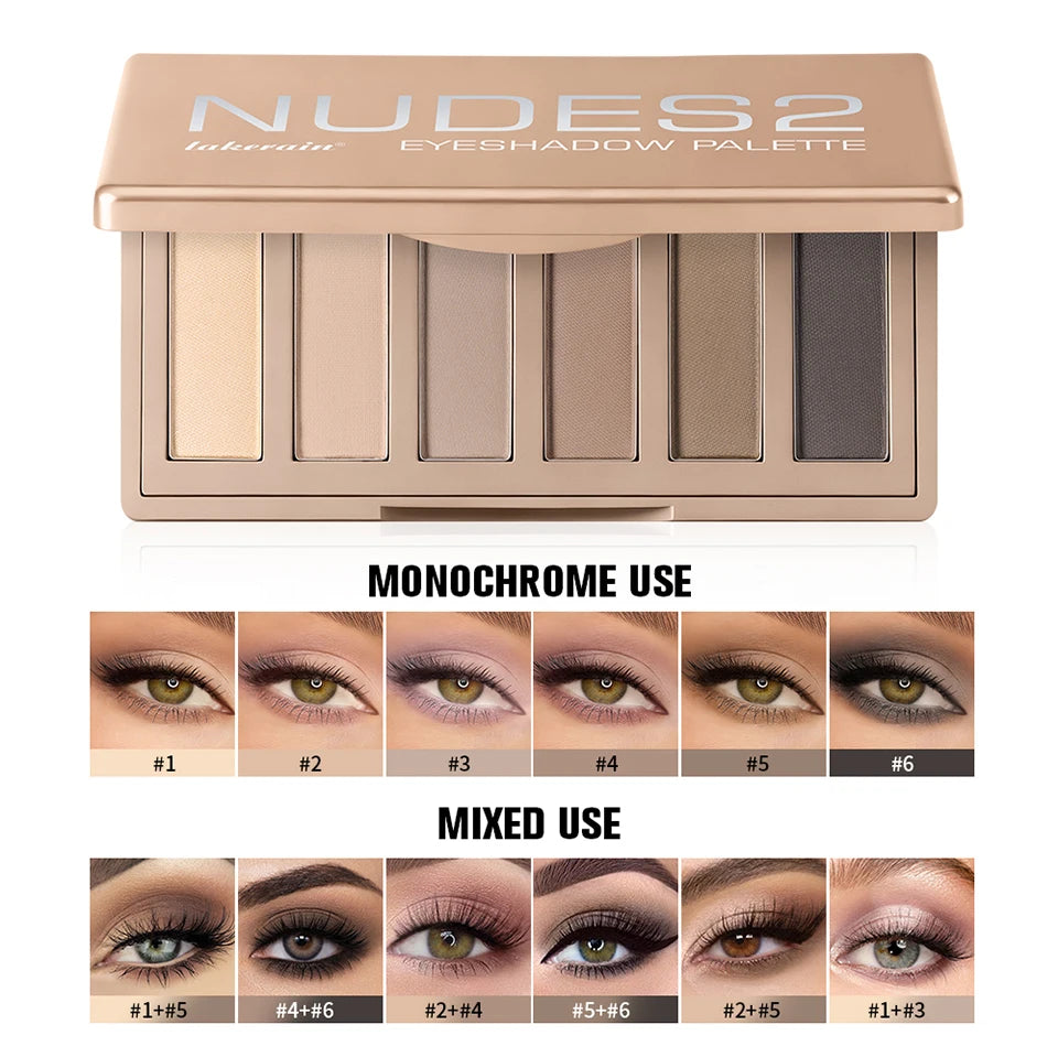 6-Color Matte Neutral Eyeshadow Palette with Brush Set - 10