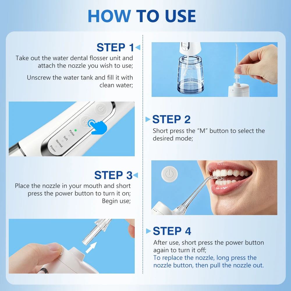Cordless Portable Water Dental Flosser for Teeth and Braces