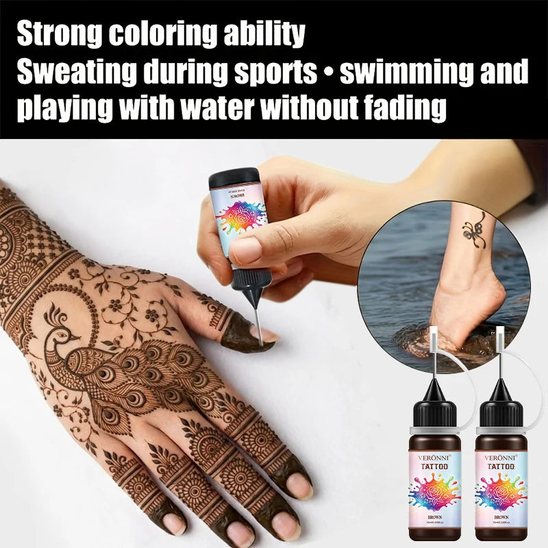 Temporary Tattoo Ink Kit with Stencils for DIY Body Art - 6