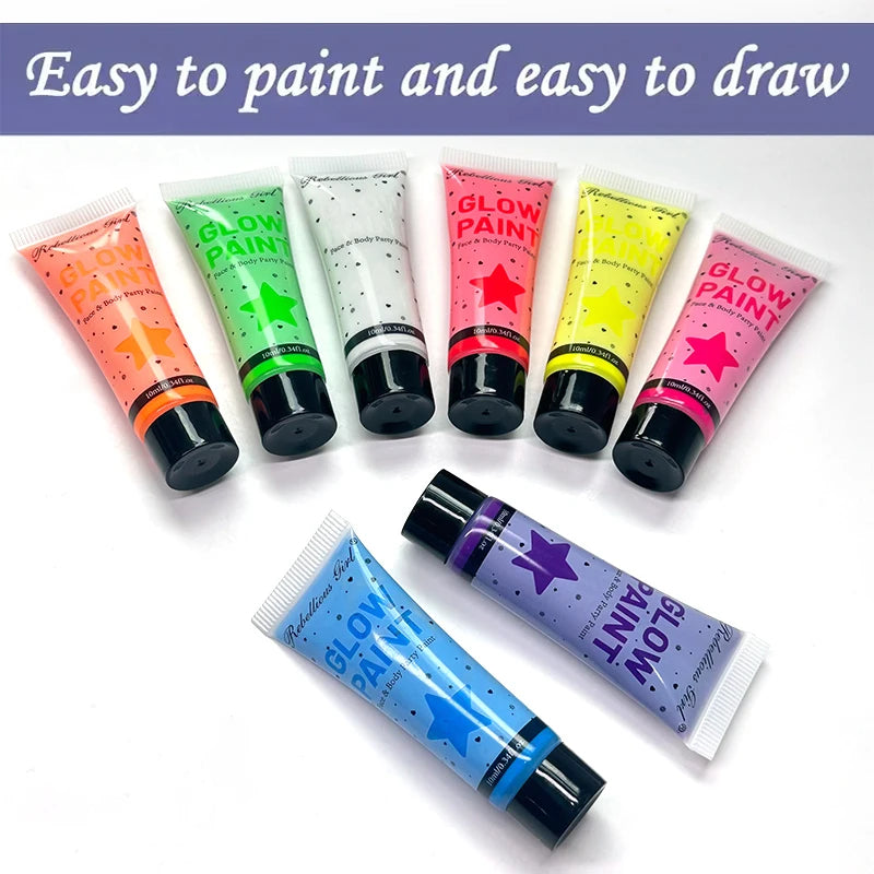 Fluorescent UV Glow Face and Body Paint Set - 3
