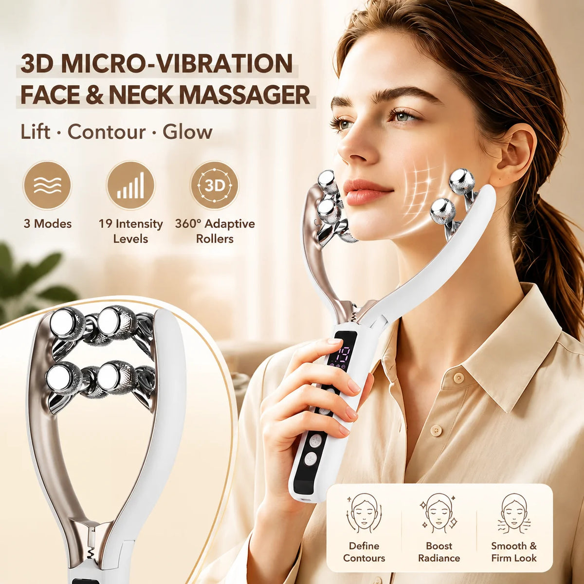 Micro-Current V-Shape Face Lifting and Contouring Massager