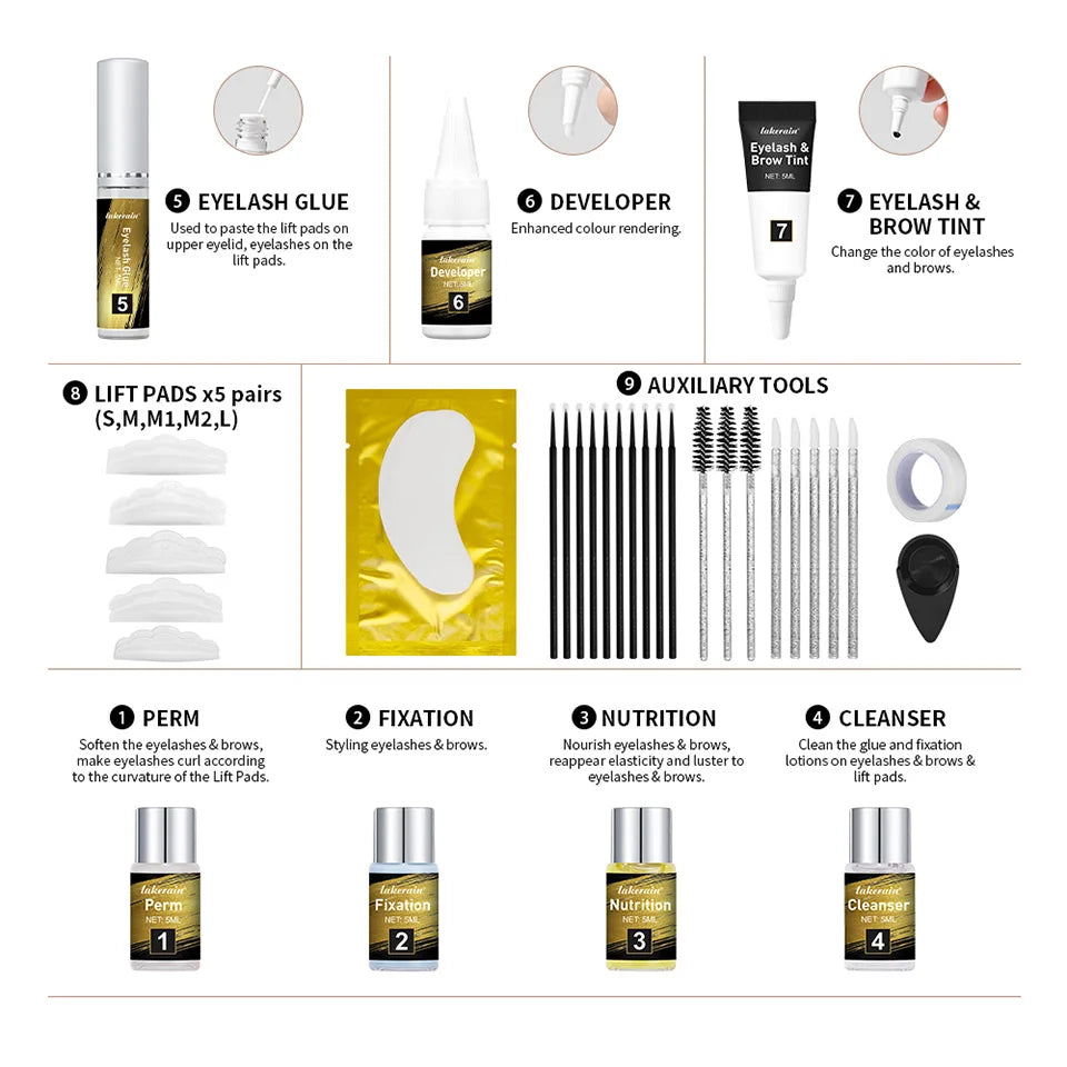 Professional Lash Lift and Brow Tint Kit for Salon Results