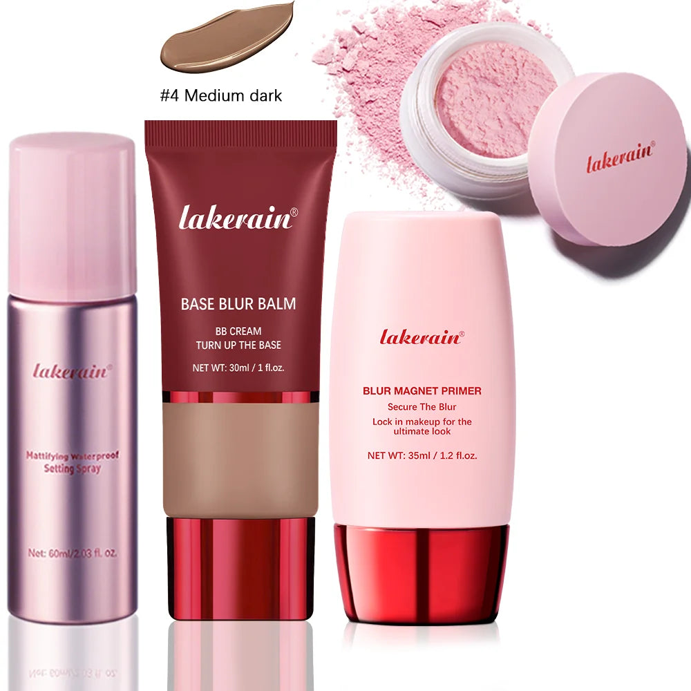4-Piece Long-Lasting Waterproof Makeup Base and Setting Set - 28