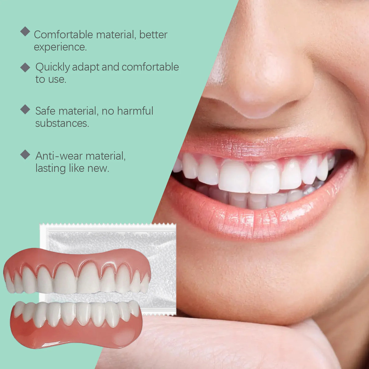 Flexible Cosmetic Silicone Denture Set for Instant Smile
