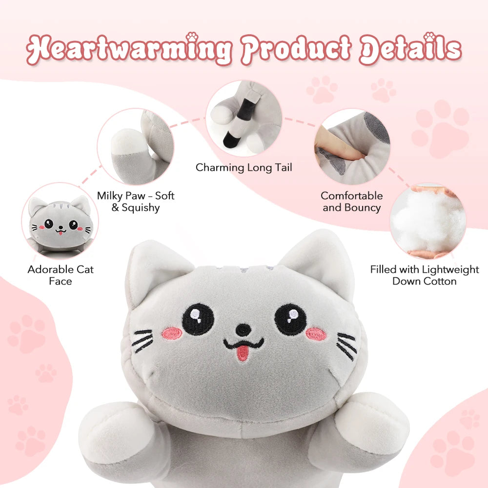 USB Heated Cat Plush Pillow for Period Cramps and Back Pain