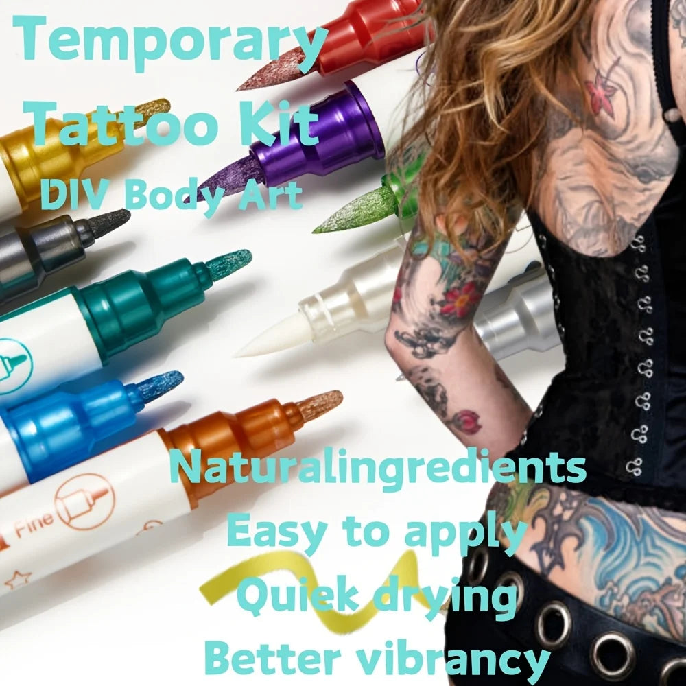Temporary Body Art Tattoo Marker Pen Set