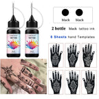 Temporary Tattoo Ink Kit with Stencils for DIY Body Art