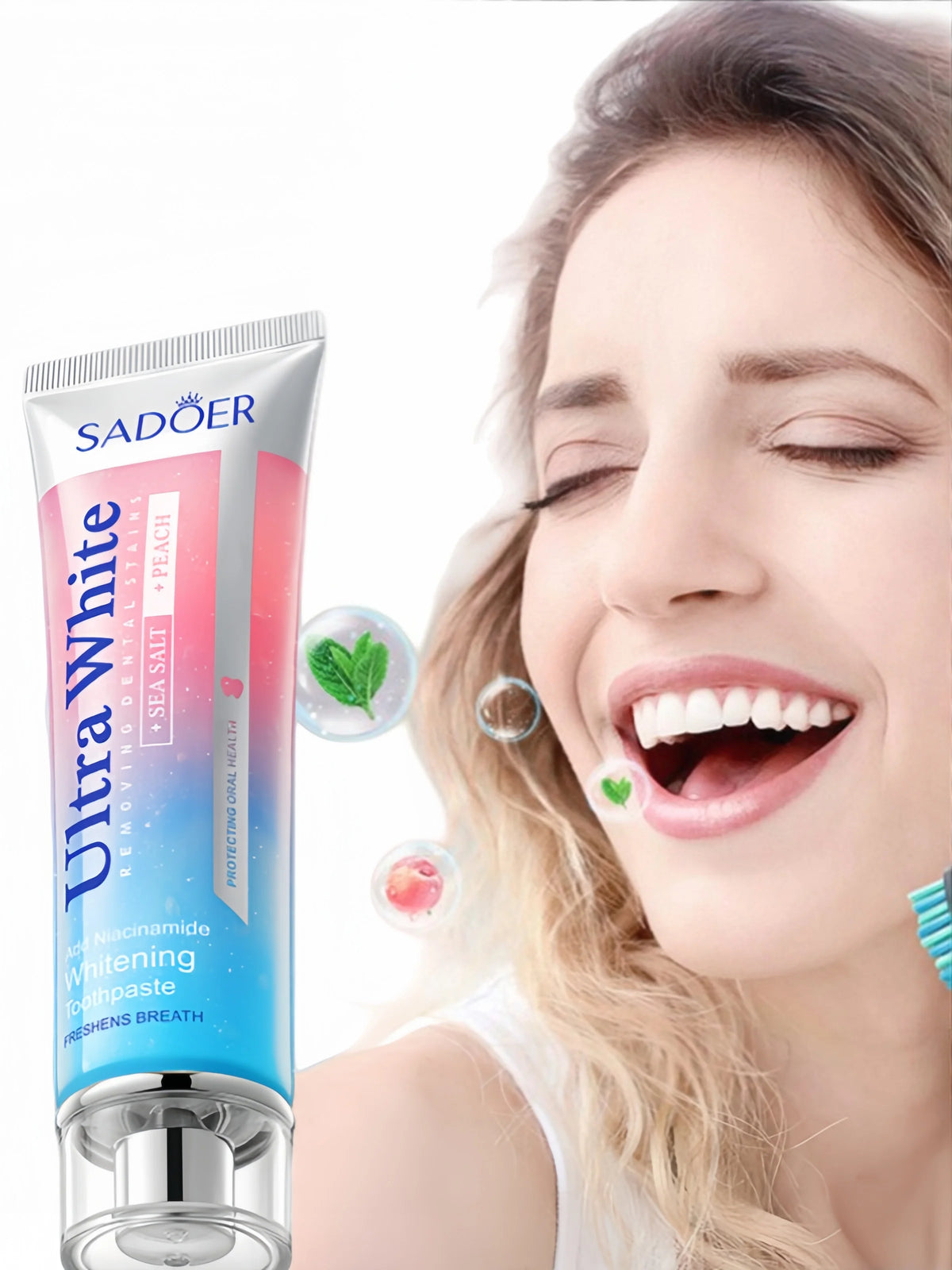 Sea Salt Peach Whitening Toothpaste for Daily Oral Care