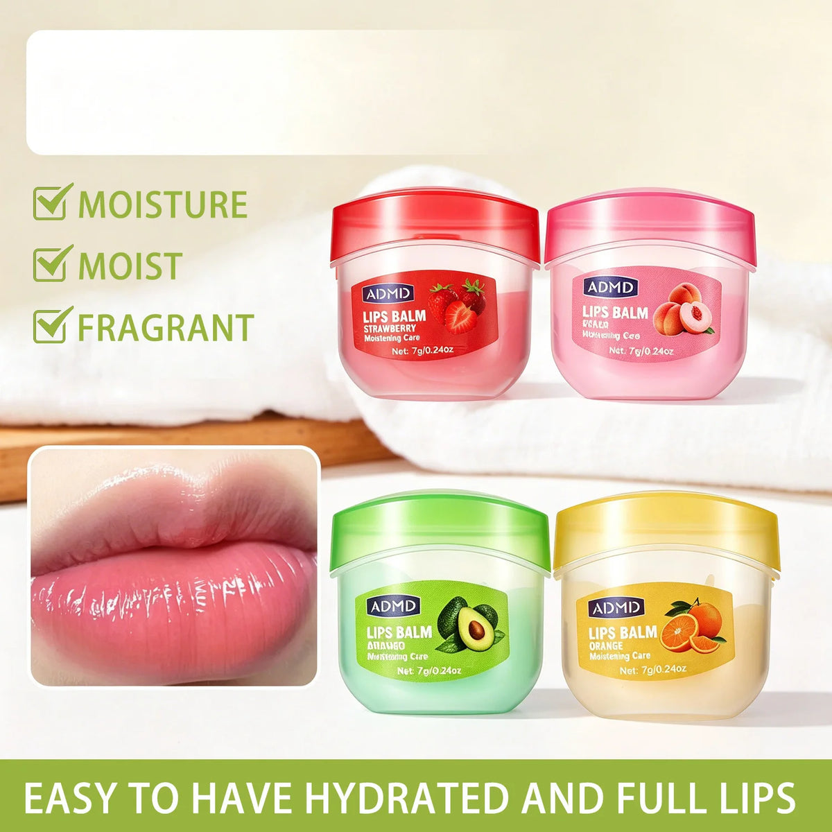24-Piece Fruit Extract Moisturizing Lip Balm Set