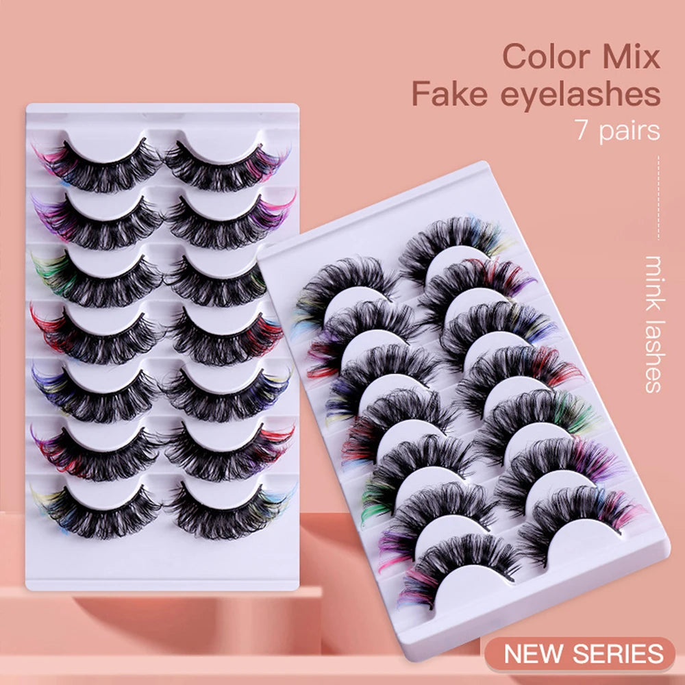 3D Colorful Thick False Eyelashes Set