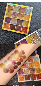 16-Color Glitter Sequin Eyeshadow Palette for Shimmer Makeup