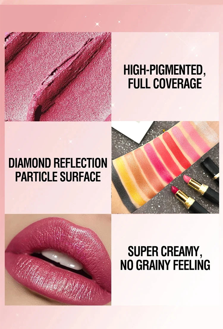 Metallic Pearl Finish Long-Lasting Lipstick