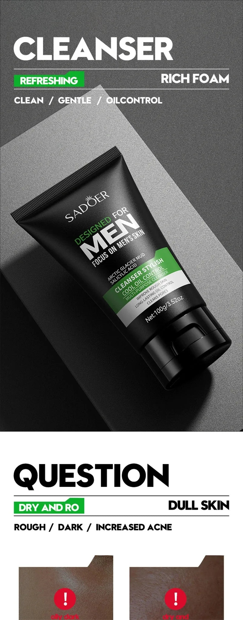 Oil Control Facial Cleanser for Men - 7