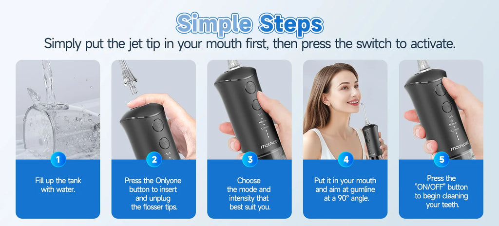 Portable Rechargeable Water Flosser for Deep Teeth Cleaning