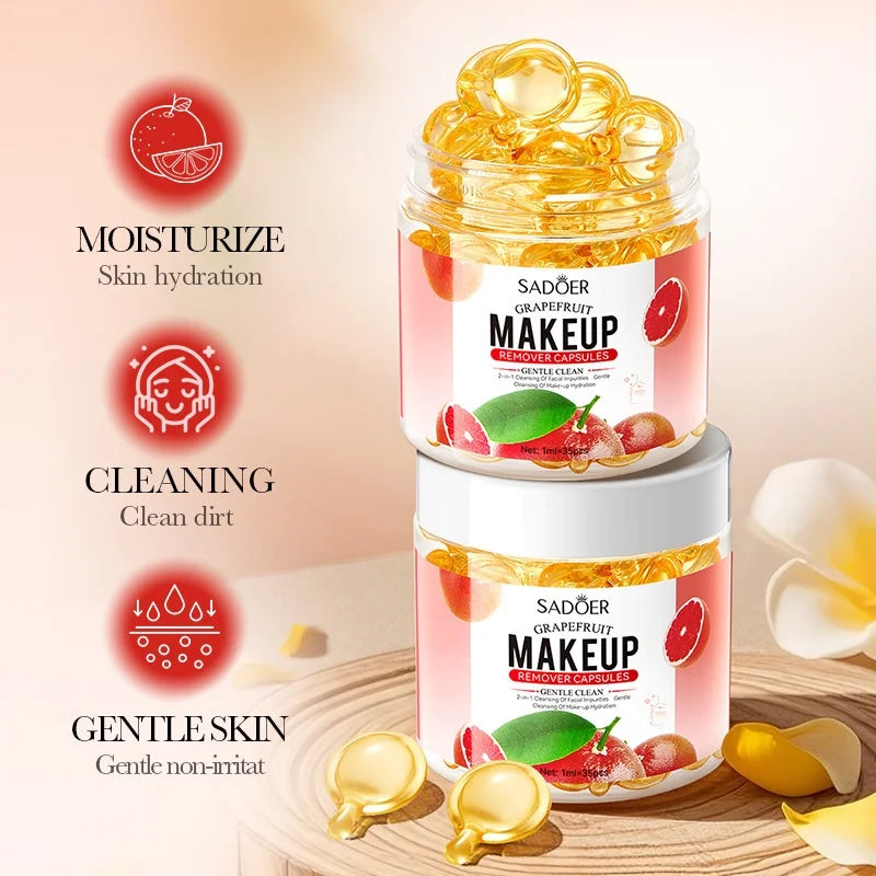 Portable Grapefruit Makeup Remover Capsules for Deep Cleaning - 8
