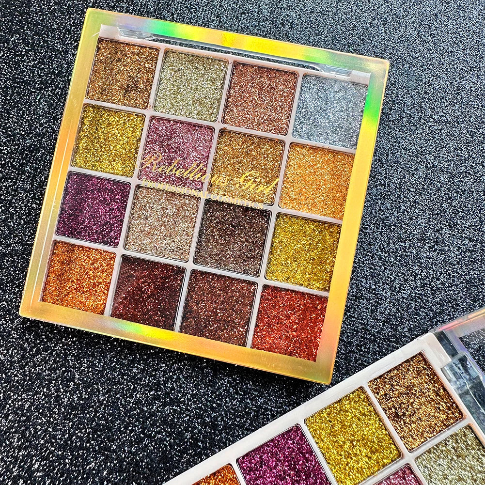 16-Color Glitter Sequin Eyeshadow Palette for Shimmer Makeup