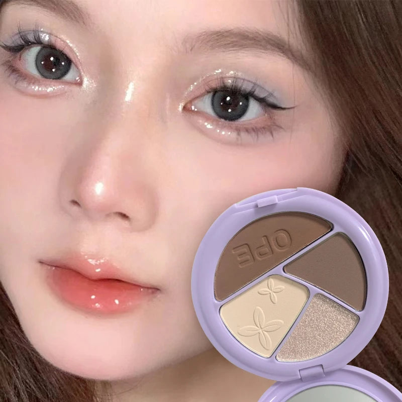 4-Color Earth Tone Eyeshadow Palette for Beginners