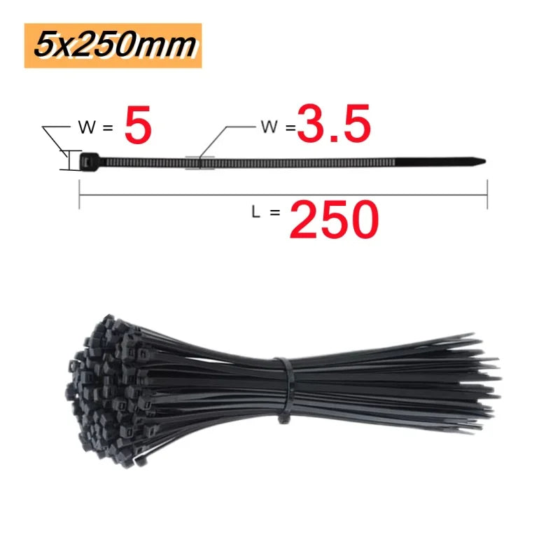 Heavy Duty Self-Locking Nylon Cable Ties for Cable Management - 12