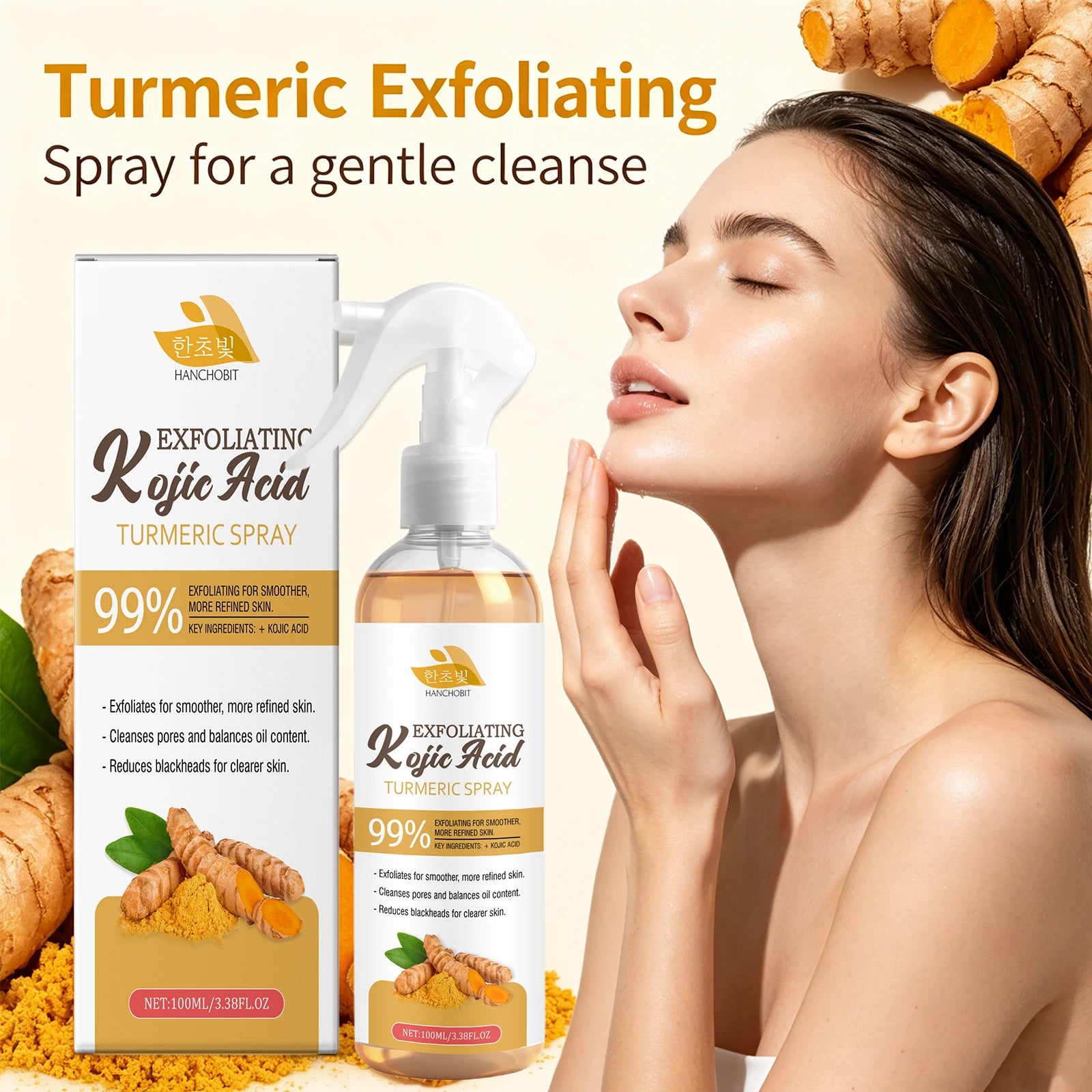 Brightening Kojic Acid and Turmeric Exfoliating Facial Spray - 2