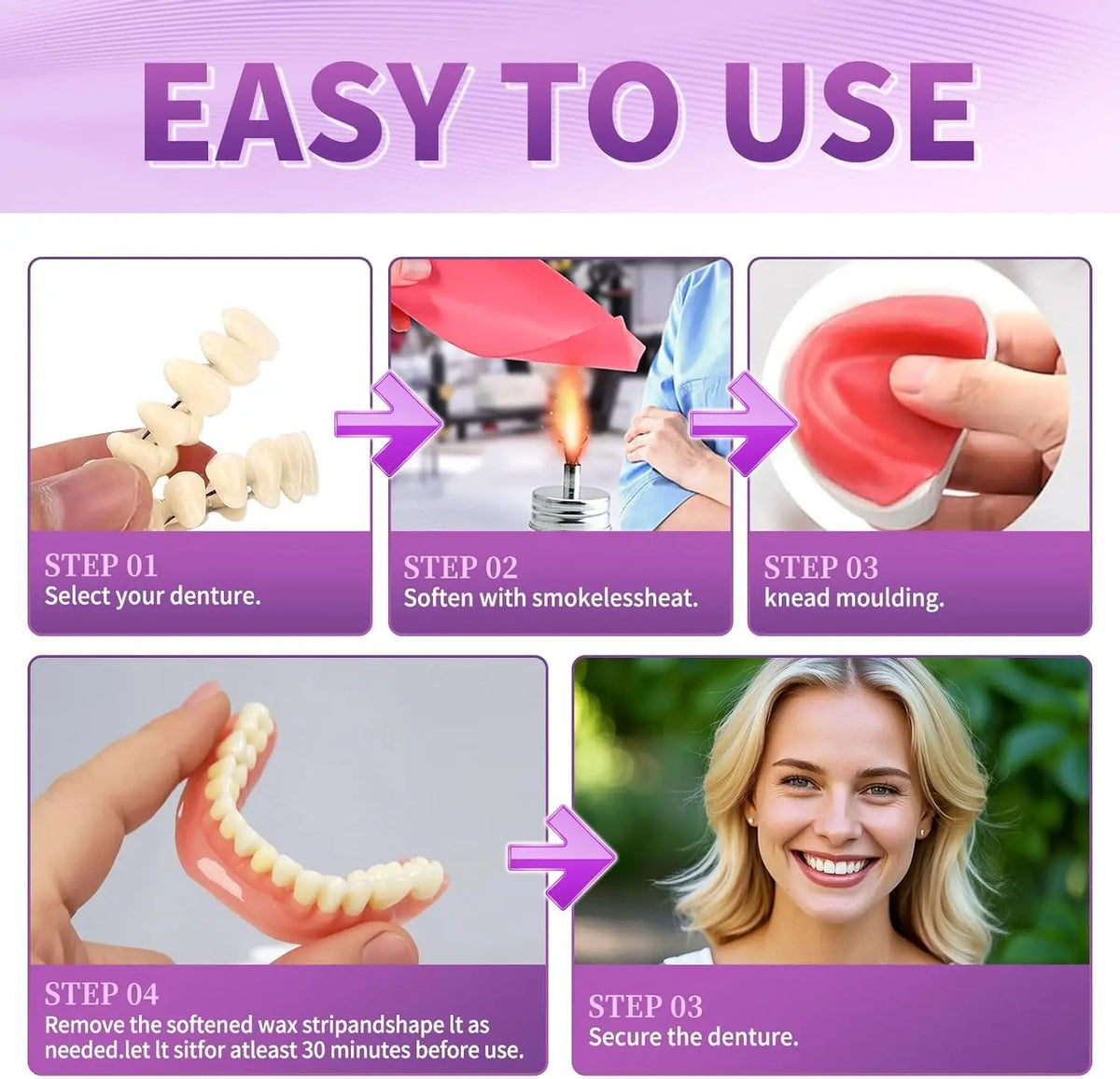 Adjustable Silicone Cosmetic Dentures for Instant Smile