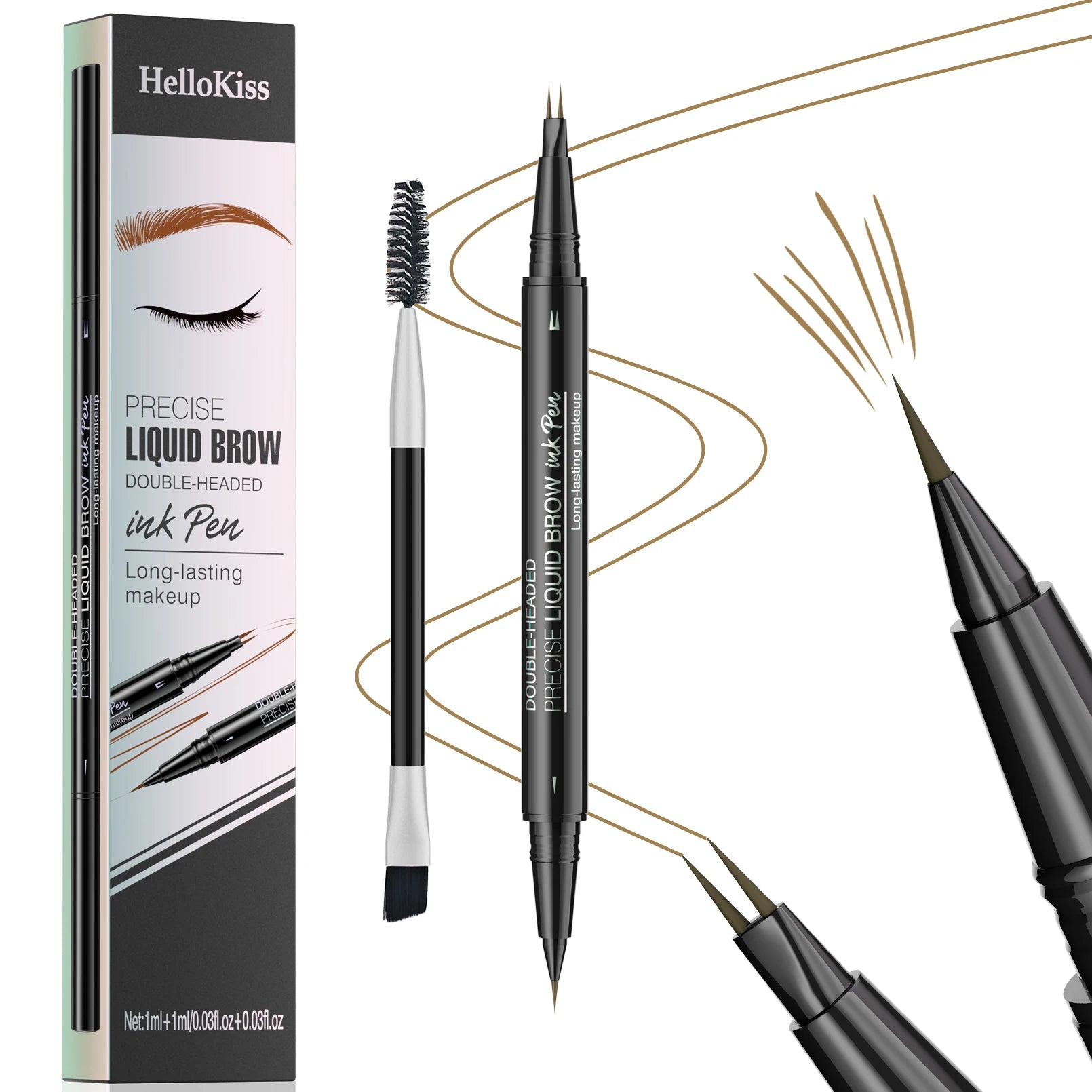 Waterproof Double-Ended Eyebrow Pen for Natural Brows - 4