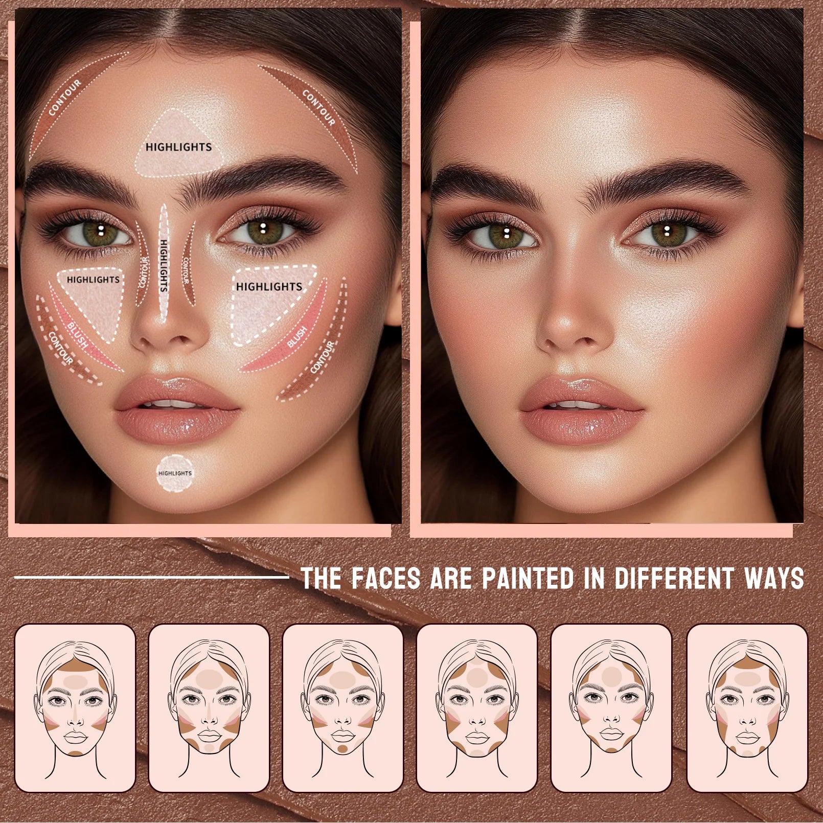 3-Piece Cream Contouring and Highlighting Makeup Set - 2