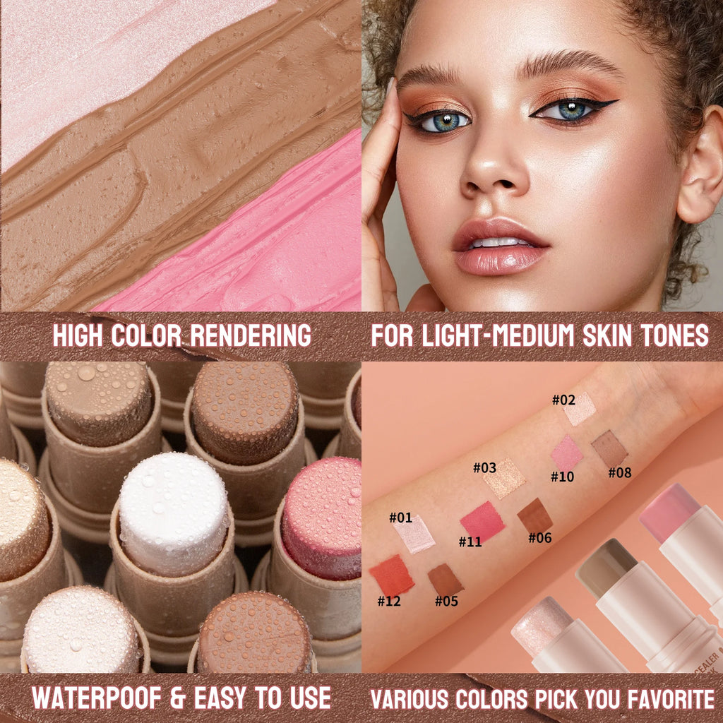 3-Piece Face Contouring and Highlighting Makeup Set