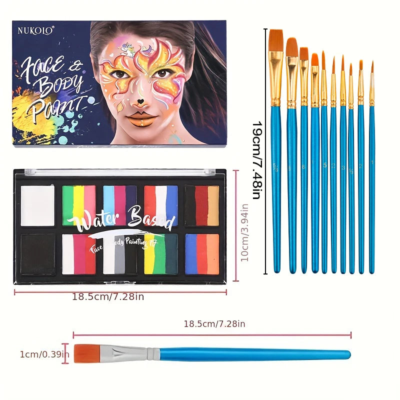 24-Color Professional Face and Body Paint Kit for Parties