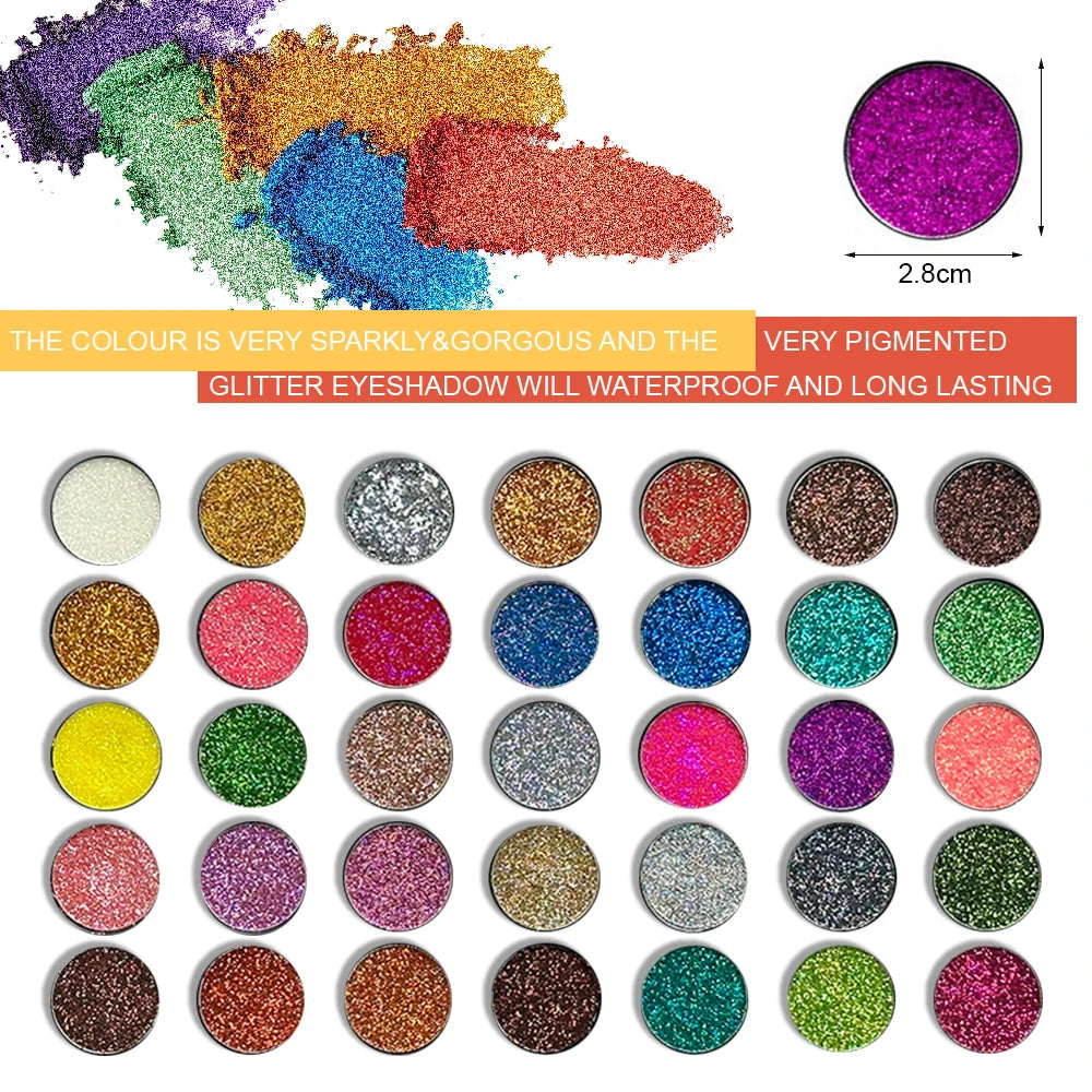 35-Color Professional Glitter Eyeshadow Palette for Bold Looks
