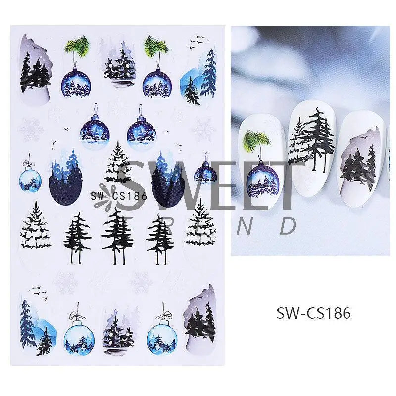 Festive Christmas Holiday Nail Art Decals