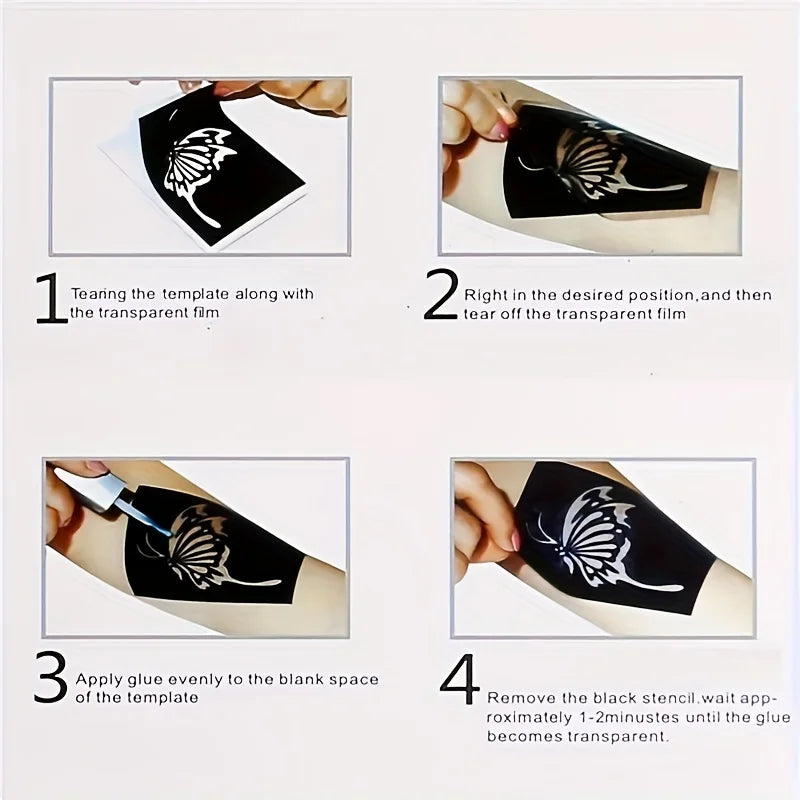 Temporary Glitter Tattoo Art Kit for Parties and Events - 7