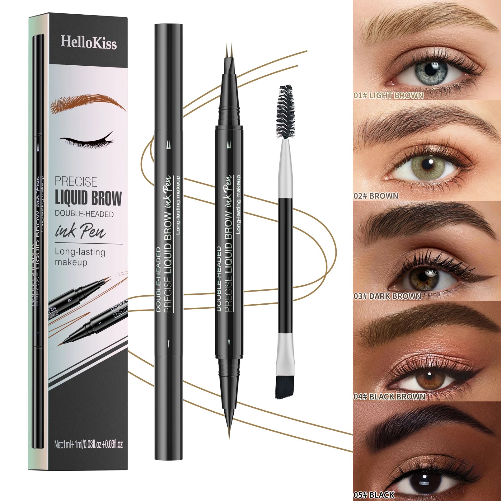 Double-Ended Waterproof Liquid Eyebrow Pen - 2