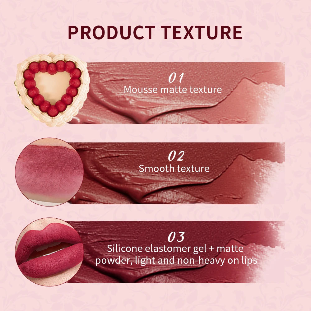 Velvet Matte Strawberry Lip Clay Cream - 6