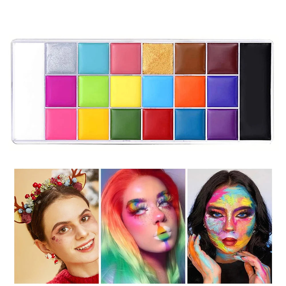 20-Color Professional Face and Body Paint Palette for Parties