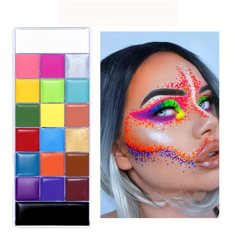 20-Color Professional Face and Body Paint Palette with Brushes