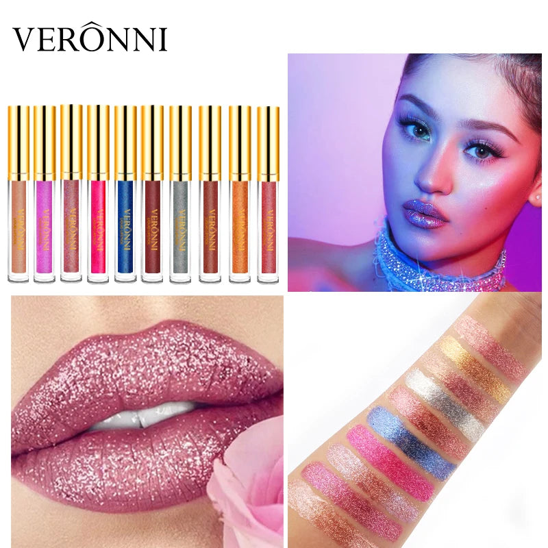 Long-Lasting Diamond Shimmer Liquid Lipstick