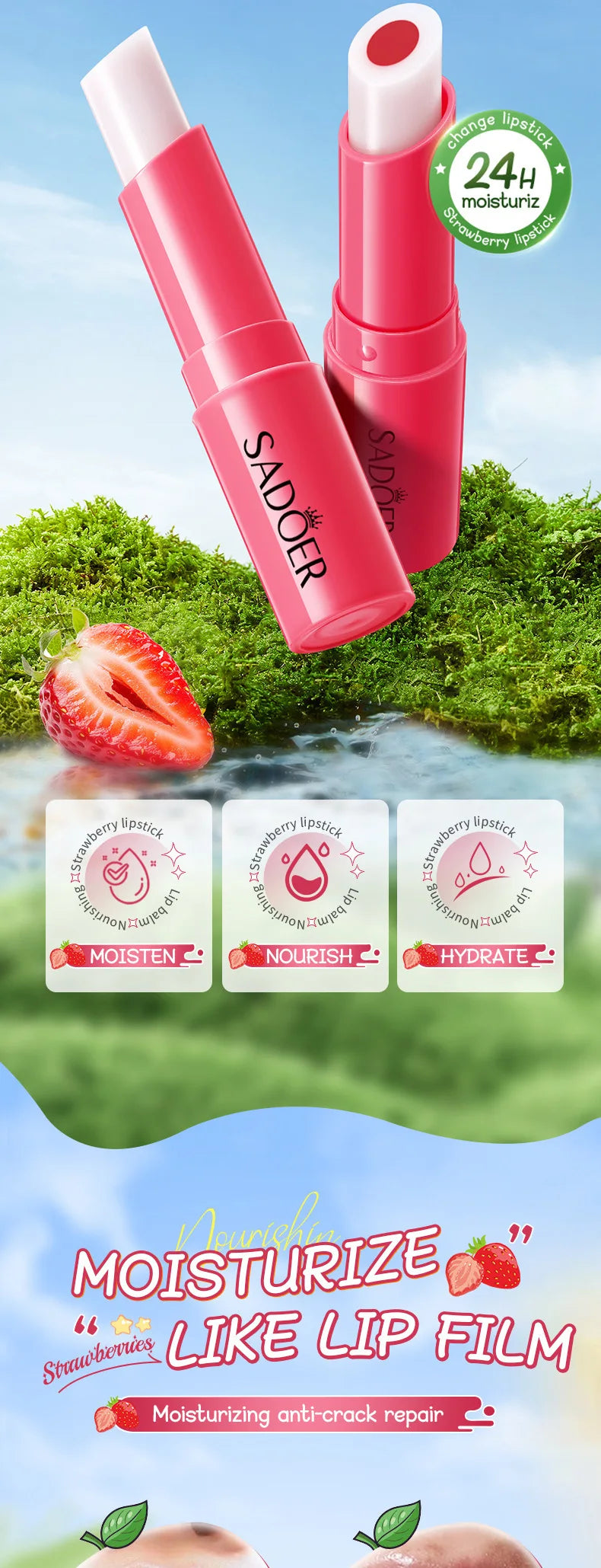 Color-Changing Fruit Moisturizing Lip Balm