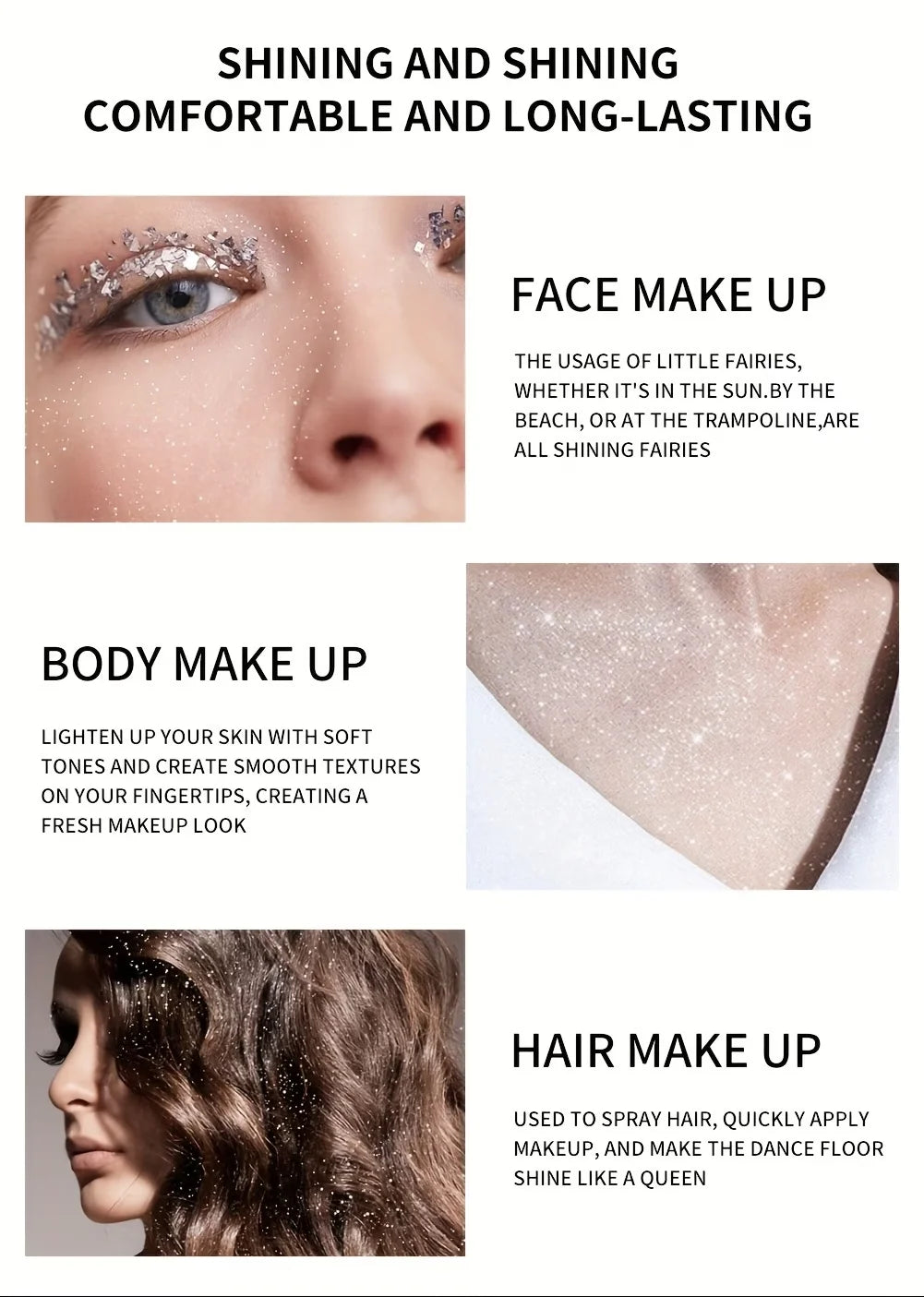 Shimmering High-Gloss Glitter Spray for Body, Hair, and Clothes