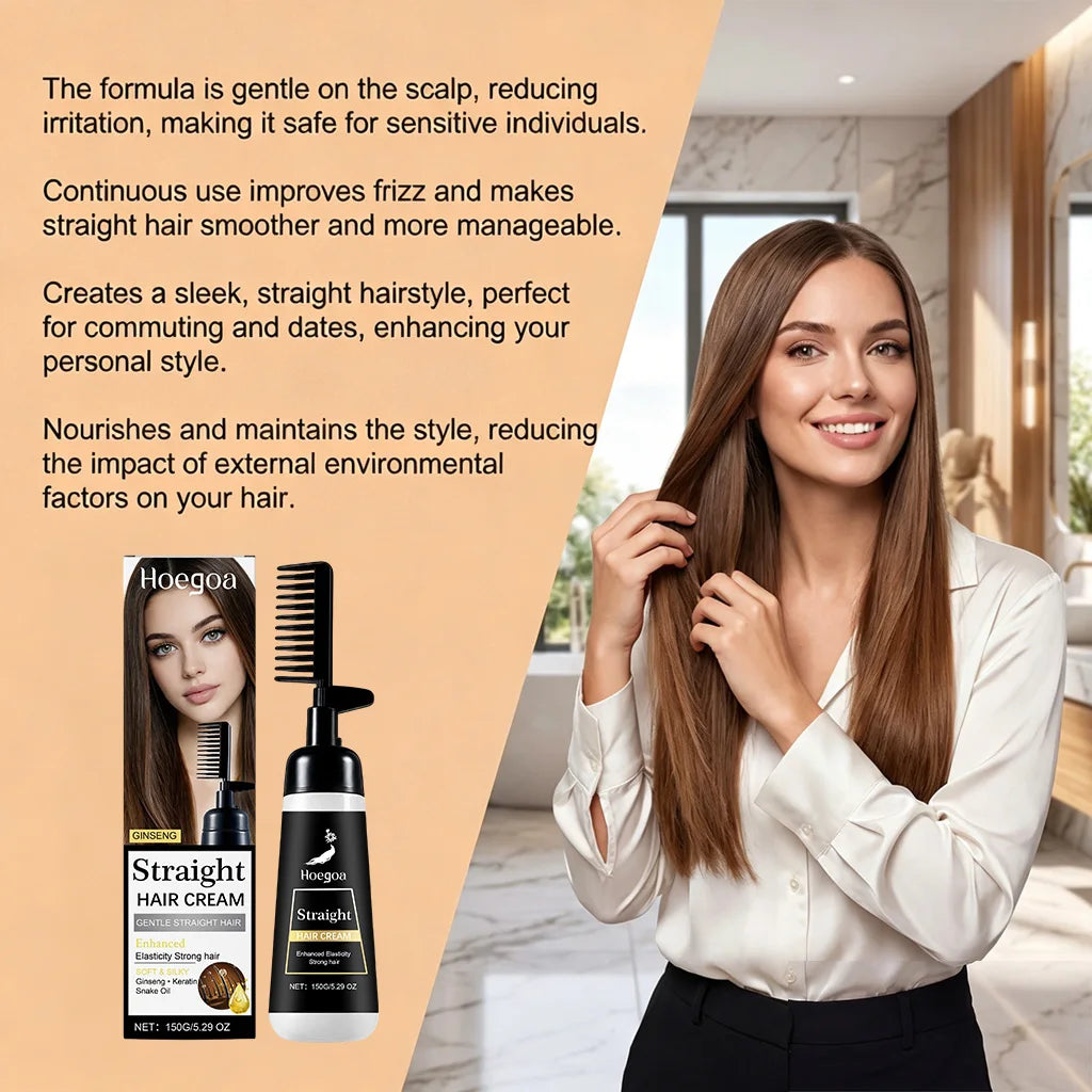 One-Step Protein Hair Straightening Cream with Built-In Comb
