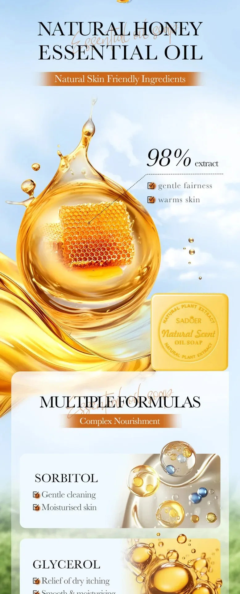 Honey Essential Oil Cleansing Soap Bar Set